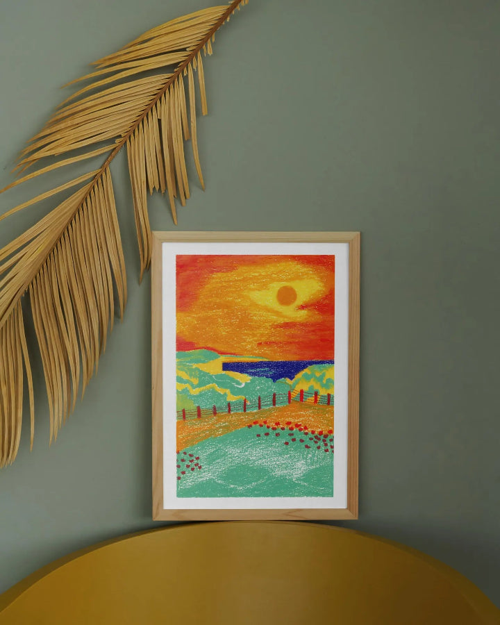 affiche coucher de soleil encadrée