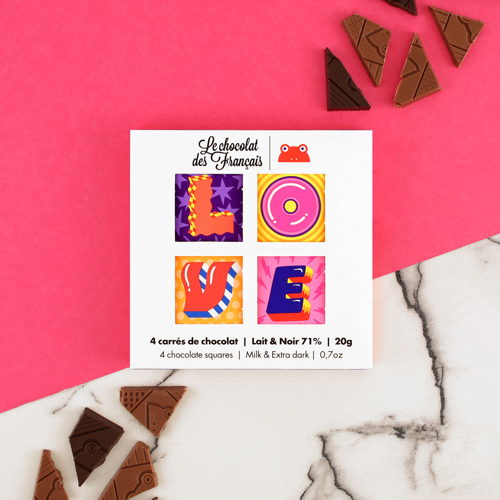 Coffret de 4 carrés de chocolat Bio
