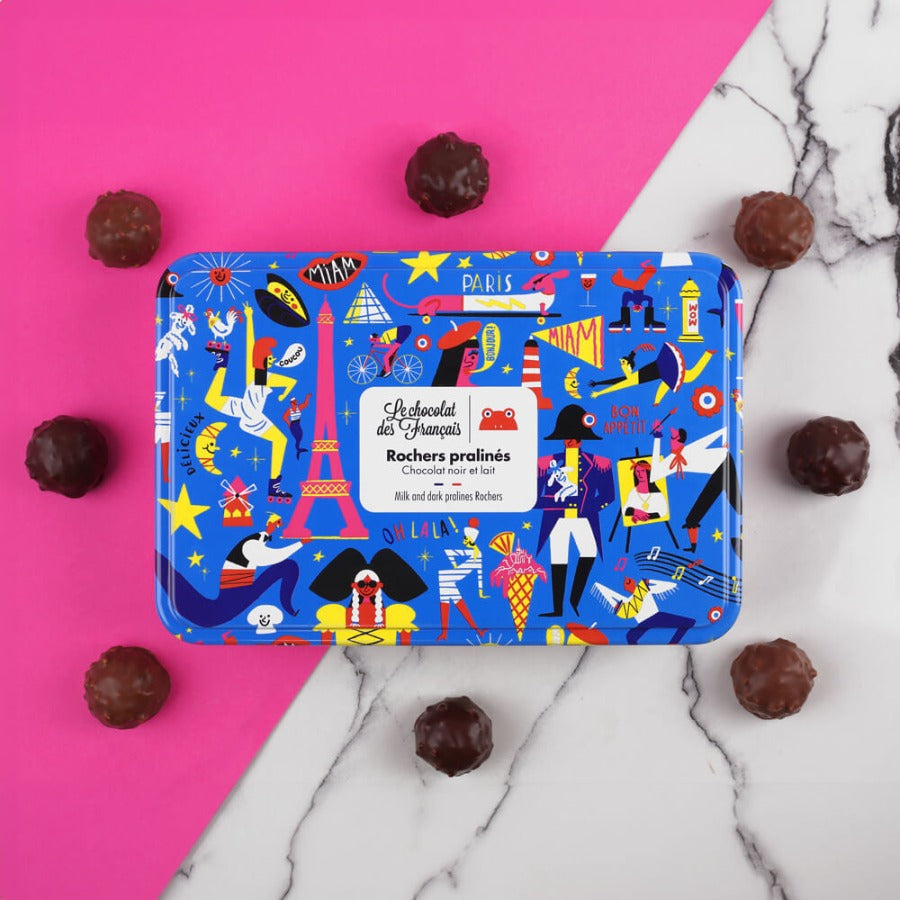 Coffret 15 rochers pralinés chocolat au lait et noir