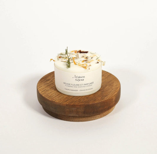 Bongie végétale à la cire de soja. fabriquée en France. Parfuml fleur d'oranger.