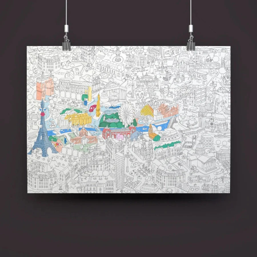Poster géant à colorier Paris