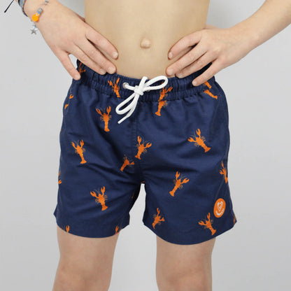 Short-de-bain-enfant-bleu-marine-motif-homard-face
