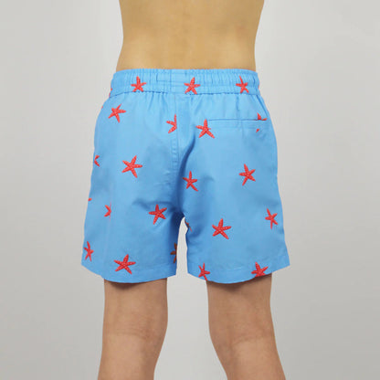 Short-de-bain-enfant-bleu-motif-etoile-de-mer-dos