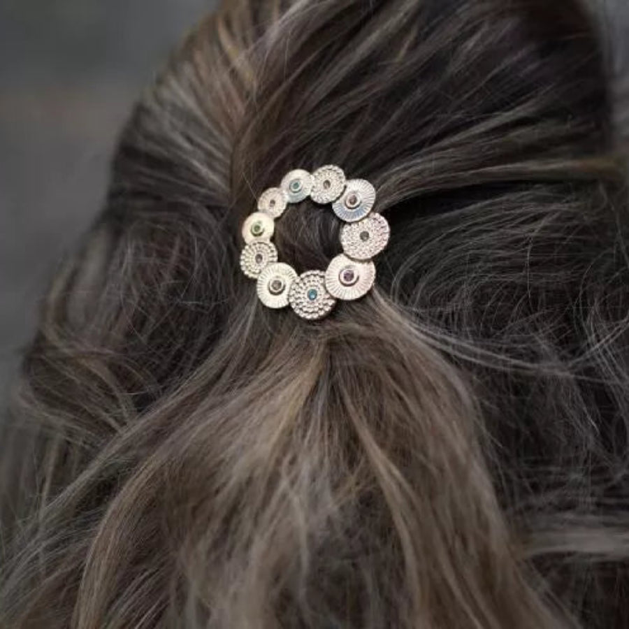 barrette dorée à strass bohomane