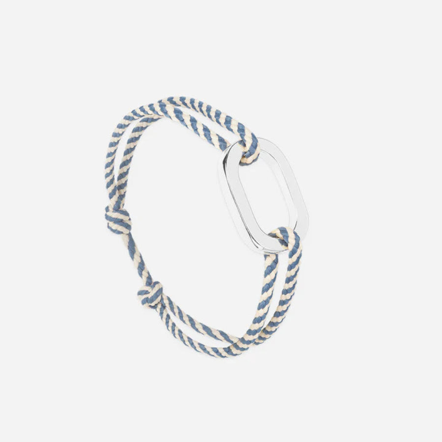 bracelet argent le vent à la française rayé bleu et blanc