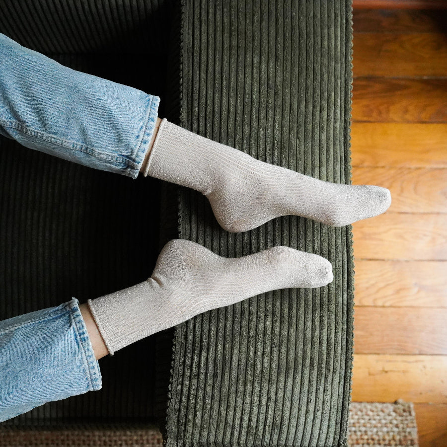 chaussettes à paillettes eige