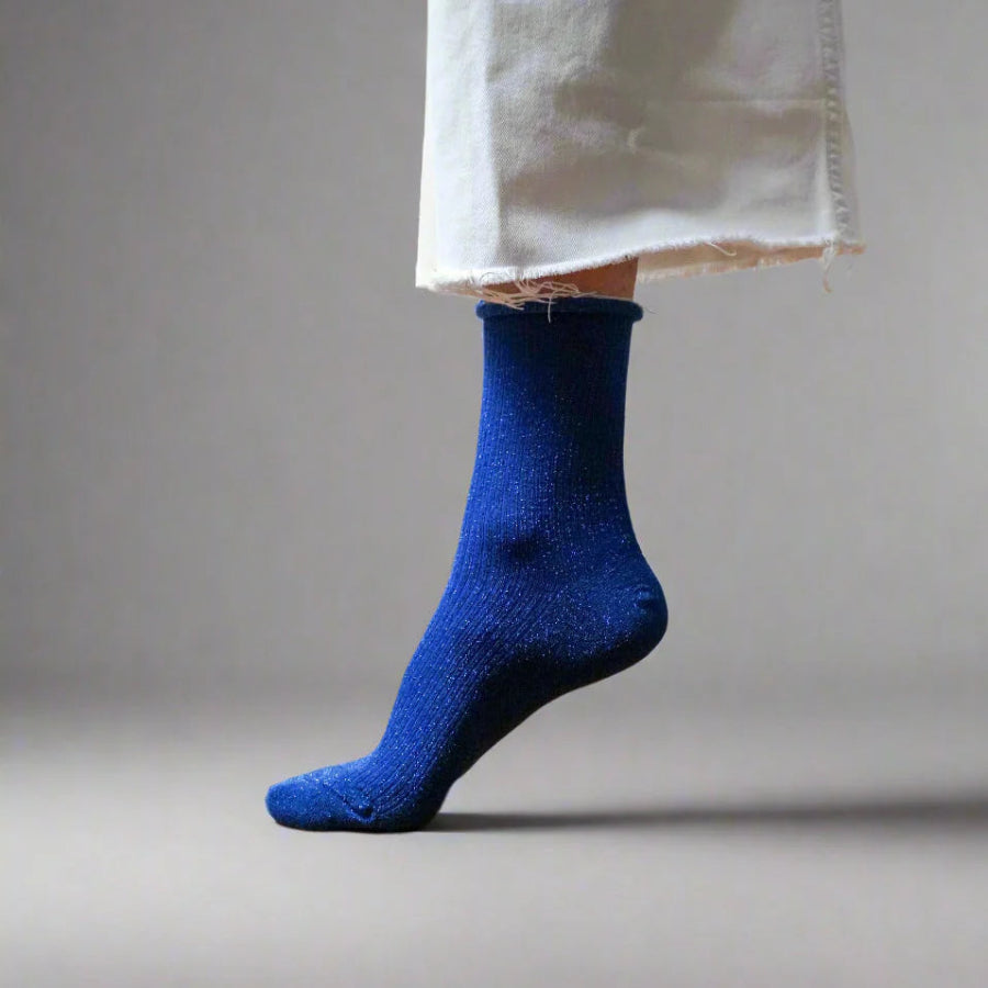 chaussettes à paillettes bleu éléctrique