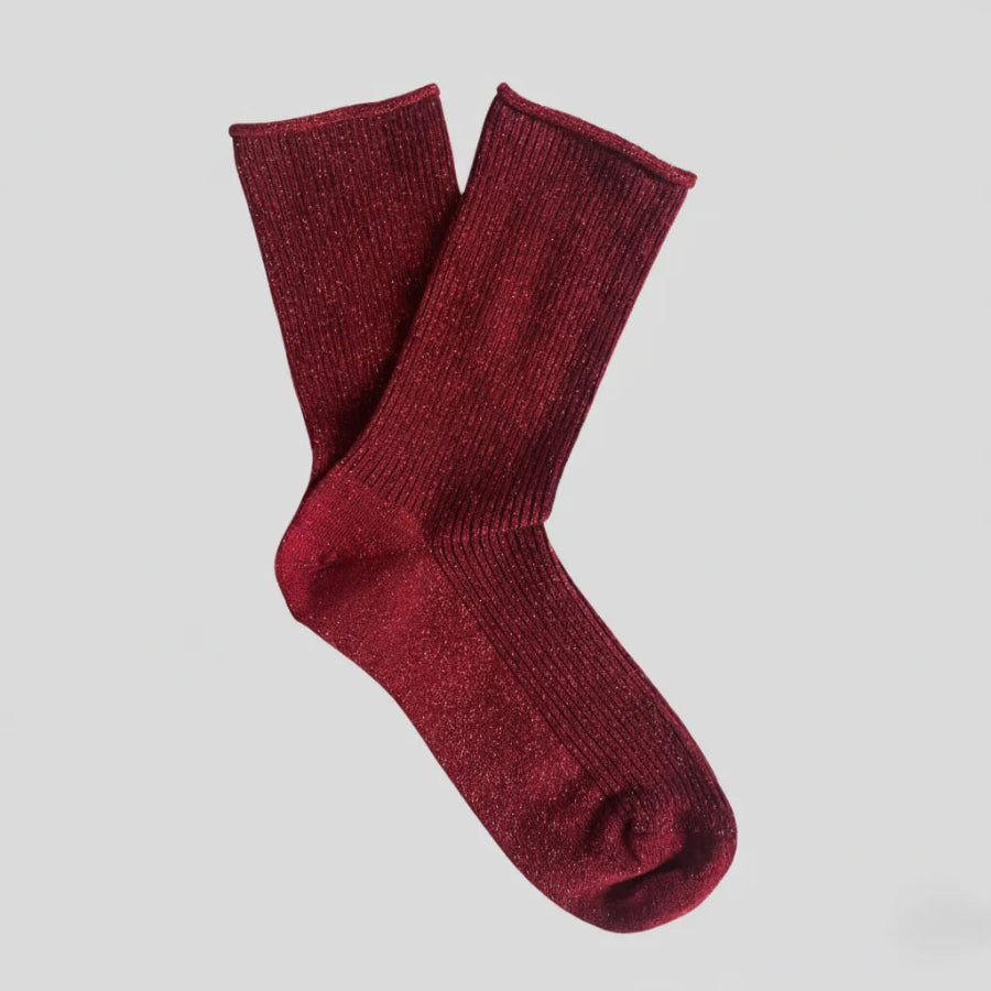 chaussettes à paillettes cerise