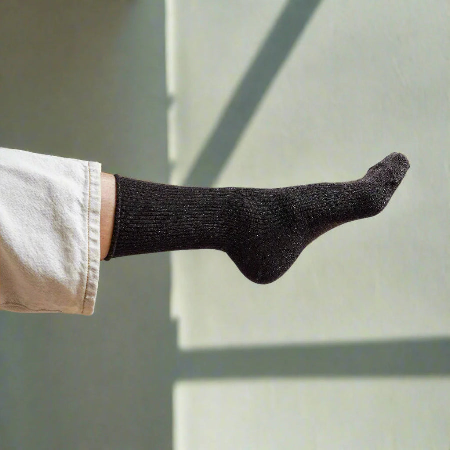 chaussettes à paillettes marron chocolat