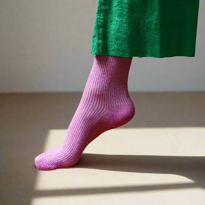 chaussettes à paillettes fuchsia