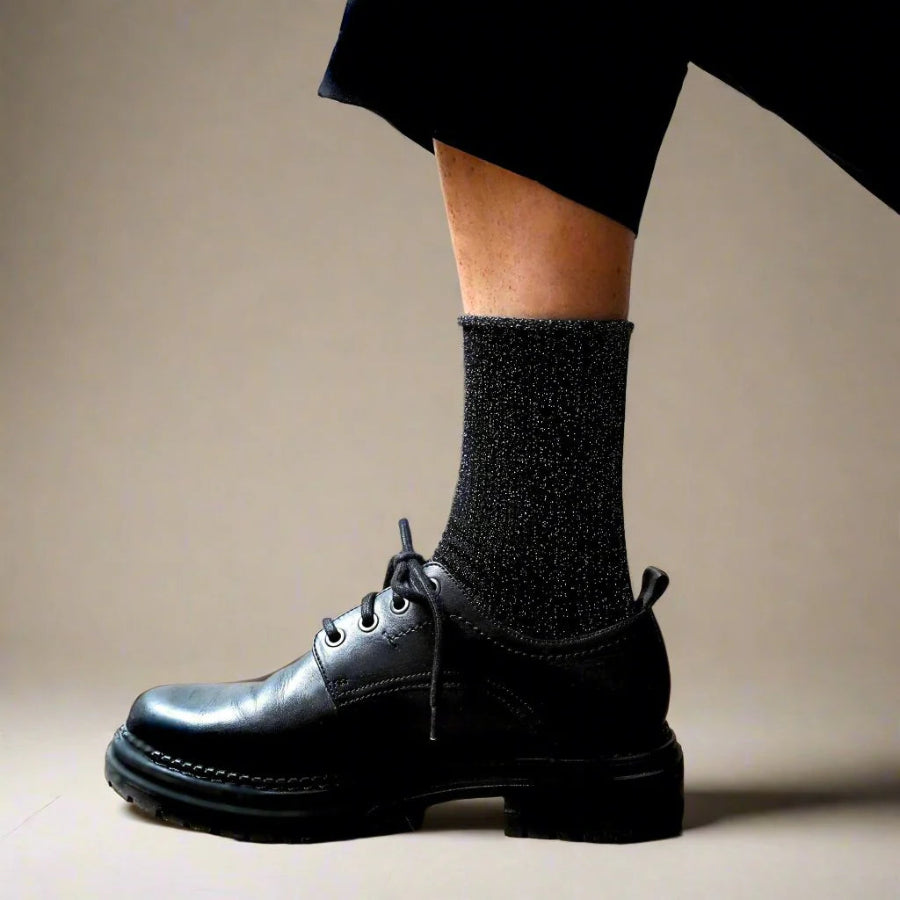 chaussettes à paillettes noires