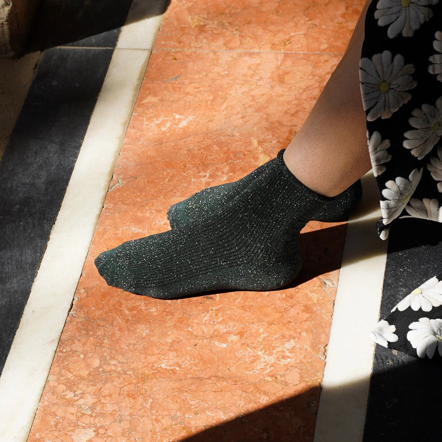 chaussettes à paillettes vertes
