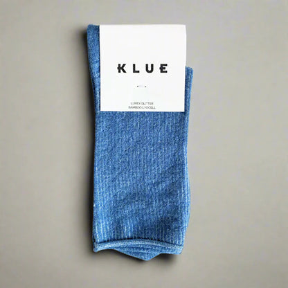 chaussettes pailletées bleu mineral