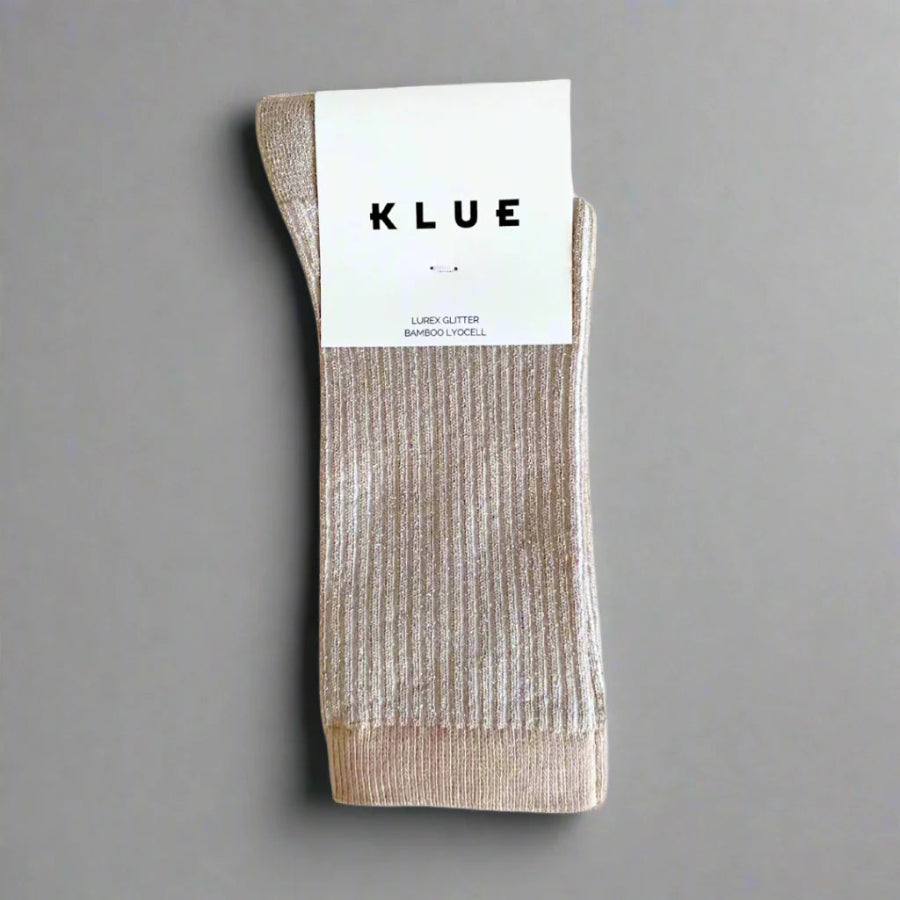 chaussettes pailletées beige