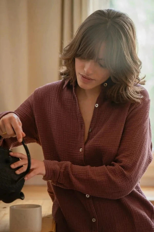 chemise de pyjama bordeaux