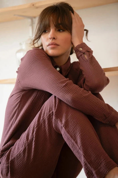 chemise de pyjama bordeaux