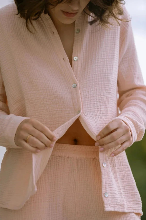 chemise gaze de coton rose