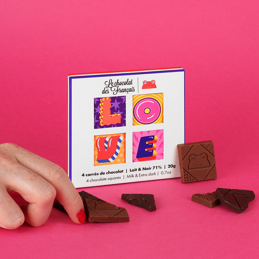 Coffret de 4 carrés de chocolat Bio