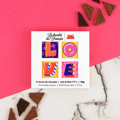 Coffret de 4 carrés de chocolat Bio