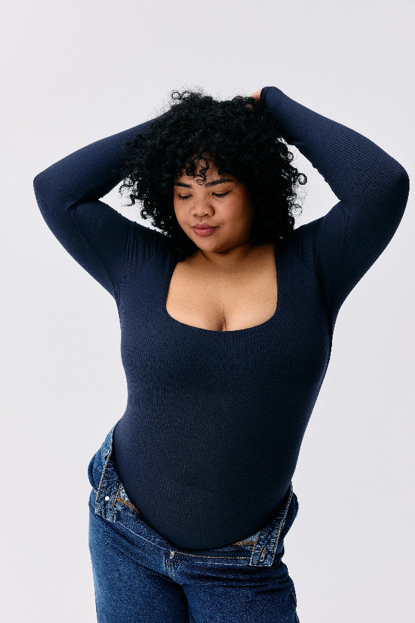 Body manches longues Flora - Bleu marine