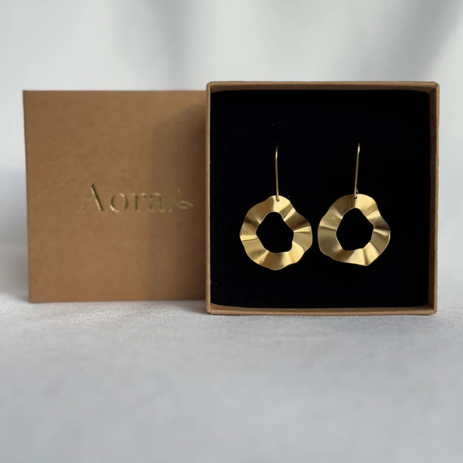 boucles d'oreilles argent doré martelées