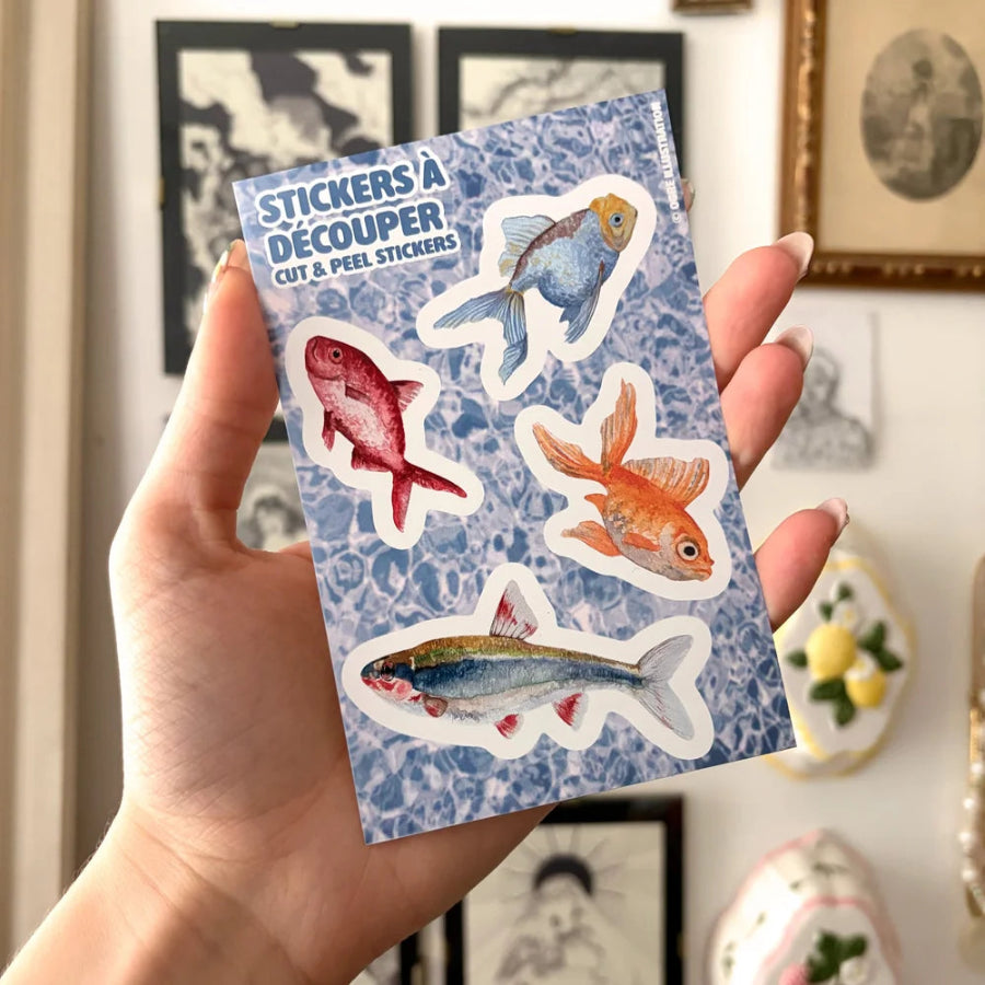 planche de stickers poissons