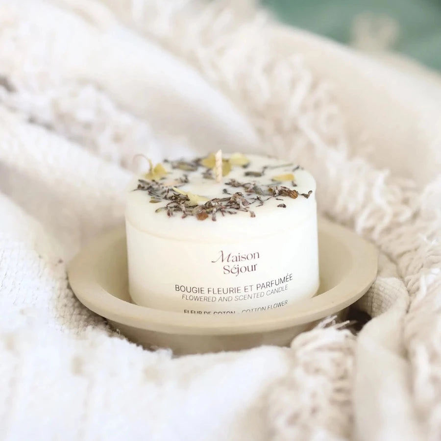 Bougie à base de cire de soja végétale. Parfum  fleur de coton