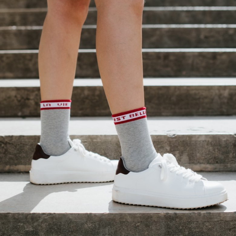 Chaussettes made in France Josette la belle gris à paillettes - Maison causettes