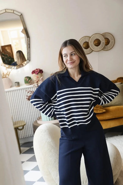 Polo marinière en coton bio et polyester recyclé