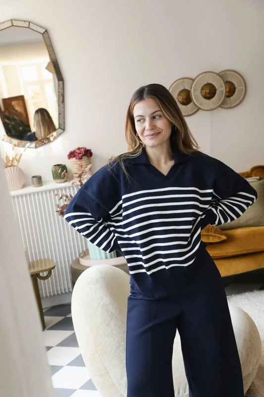 Polo marinière en coton bio et polyester recyclé