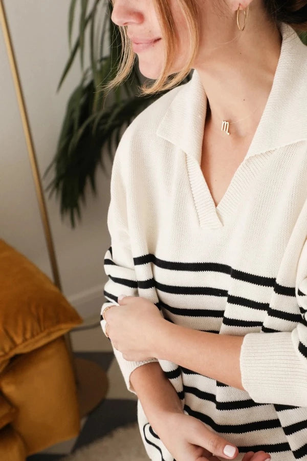 Polo marinière en coton bio et polyester recyclé